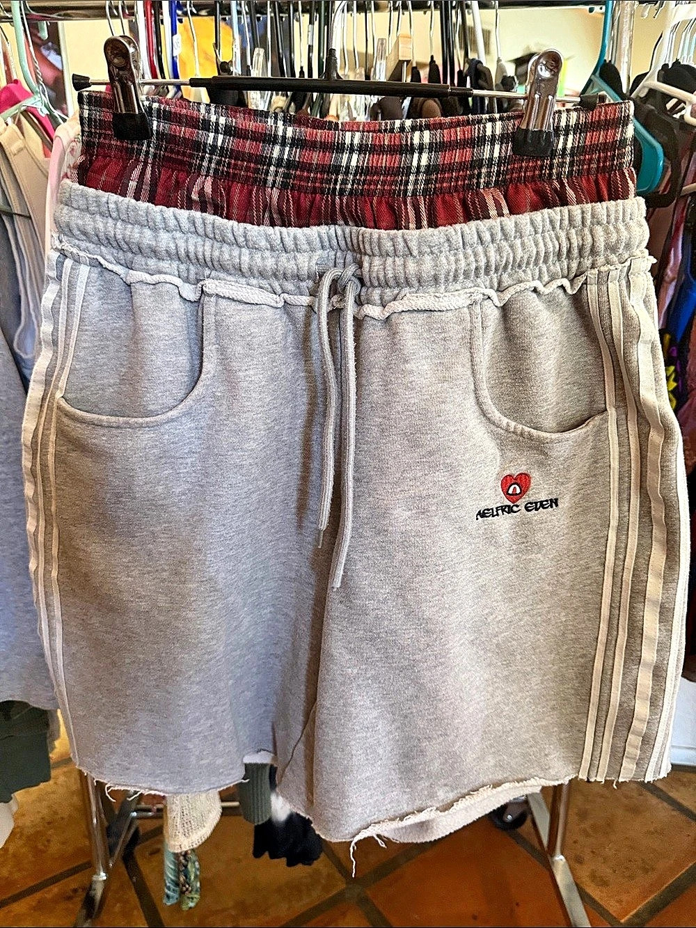 Electric Eden Plaid Waist Gray Athletic Shorts Size XS